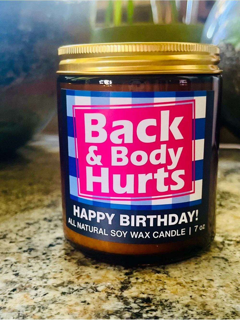 LiHome Happy Birthday! Humorous Vanilla Soy Candle - Pink & Blue Label